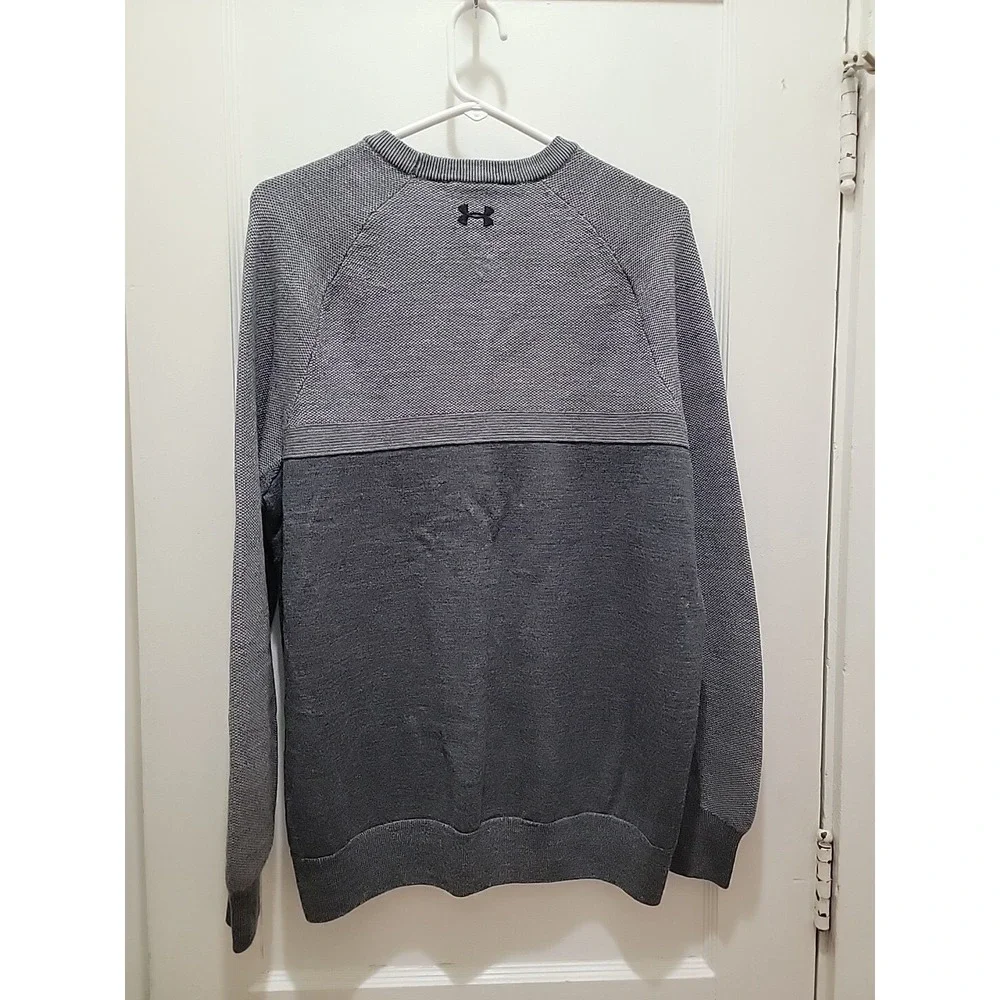 Under Armour Knit Sweater Men's Size L Gray Long Sleeve Pull Over Cold Gear